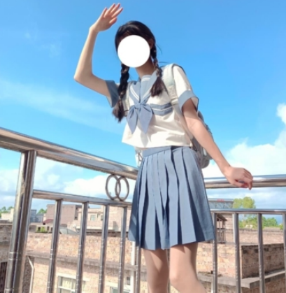 Short Sleeve Sailor Uniform Skirt Set (Blue) (Size: S-XL) (Contact customer service to confirm the shipping size after placing the order)