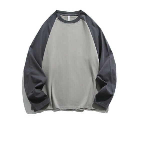 Contrast stitching long sleeve T (God gray) [S-2XL size] [Contact customer service to confirm the shipping size after placing an order]