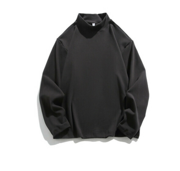Simple solid color half-high neck long sleeve T (God gray) [S-2XL size] [Contact customer service to confirm the shipping size after placing an order]
