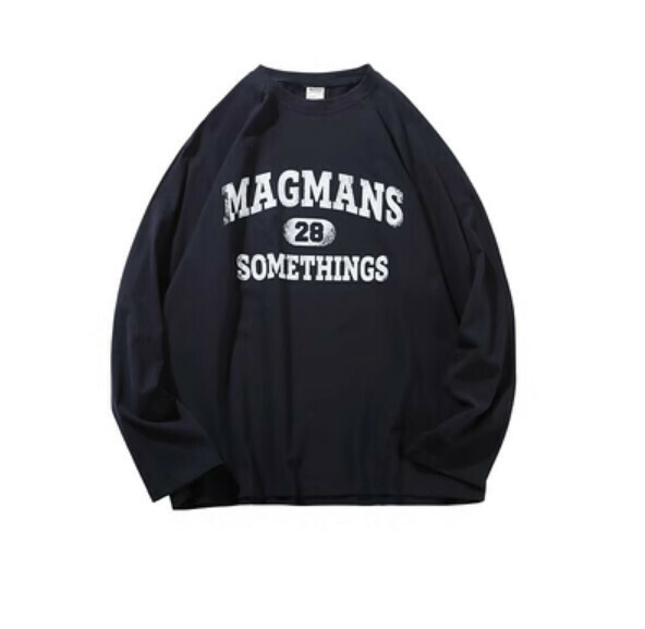 Monogram print long sleeve T (navy blue) [S-2XL size] [Contact customer service to confirm the shipping size after placing an order]