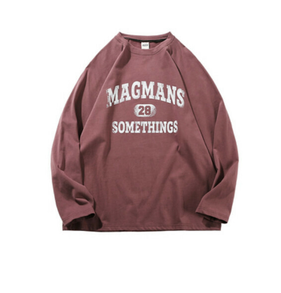 Monogram print long sleeve T (burgundy) [S-2XL size] [Contact customer service to confirm the shipping size after placing an order]