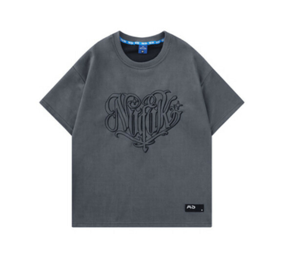 Suede printed short sleeve T (charcoal gray) [S-XL size] [Contact customer service to confirm the shipping size after placing an order]