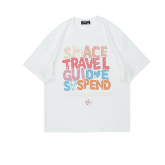 Aged letter print short sleeve T (white) [S-XL size] [Contact customer service to confirm the shipping size after placing an order]