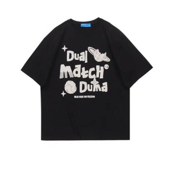 Monogram print short sleeve T (black) [S-XL size] [Contact customer service to confirm the shipping size after placing an order]