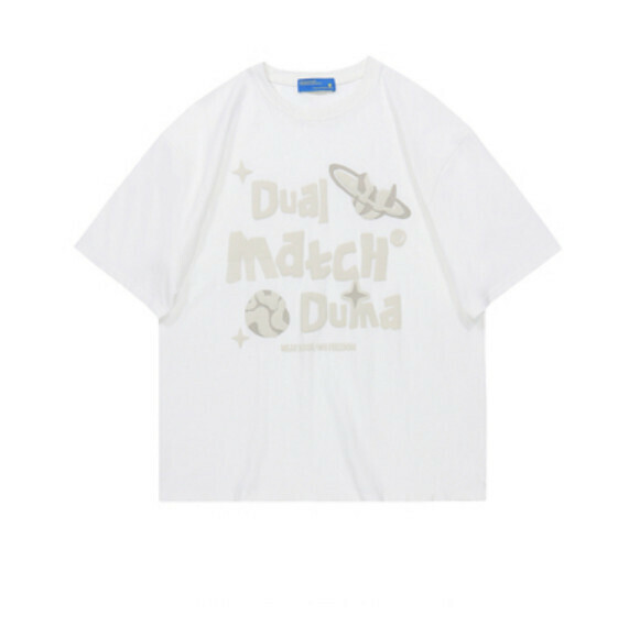 Alphabet print short sleeve T (white) [S-XL size] [Contact customer service to confirm the shipping size after placing an order]