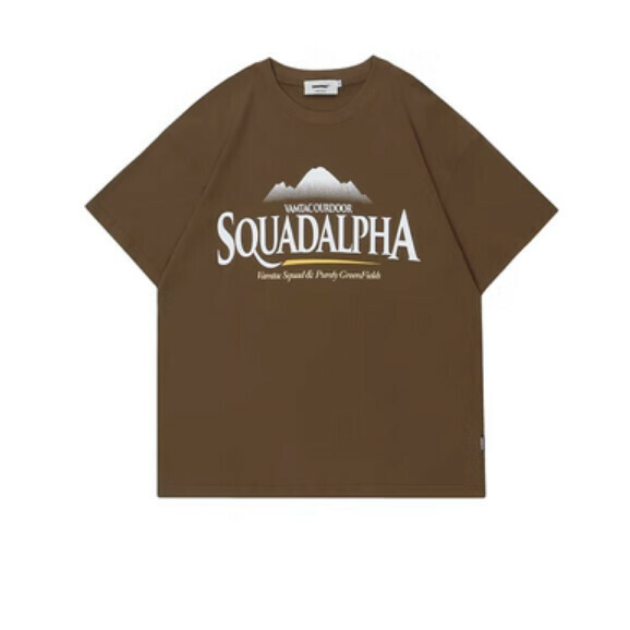 Loose print short sleeve T (brown) [M-2XL size] [Contact customer service to confirm the shipping size after placing an order]