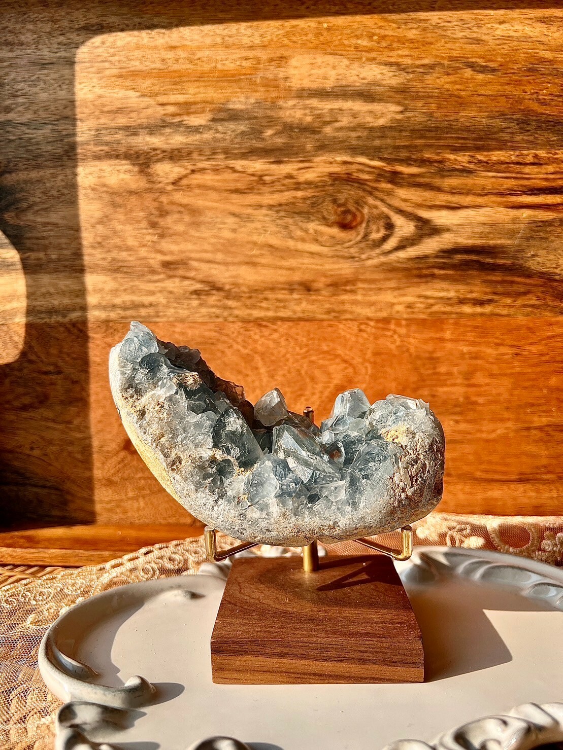 天然晶簇- 天青石蛋