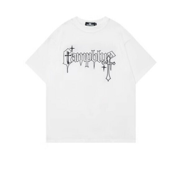 Vintage letter embroidery short sleeve T (white) [S-XL size] [Contact customer service to confirm the shipping size after placing an order]