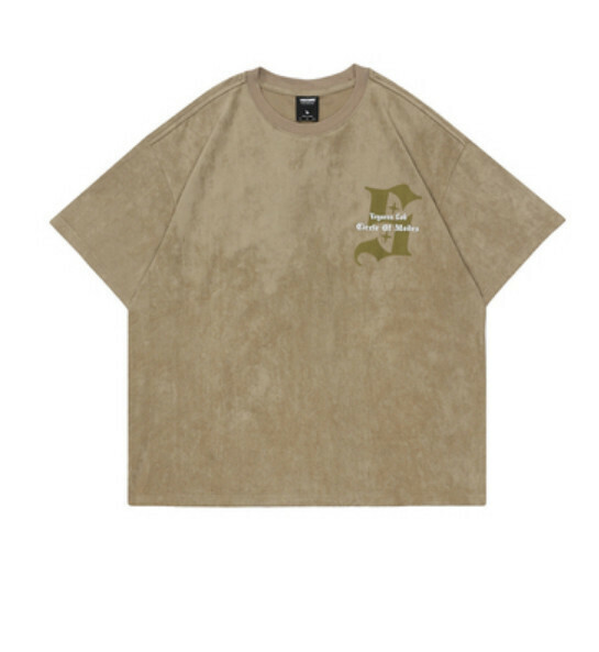 Vintage letter print short sleeve T (olive green) [M-2XL size] [Contact customer service to confirm the shipping size after placing an order]