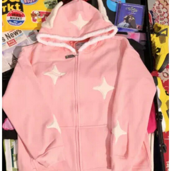 熱賣惡魔角星星連帽衛衣【粉紅】【S-XL碼】(下單後請聯絡客服確認發貨尺碼)