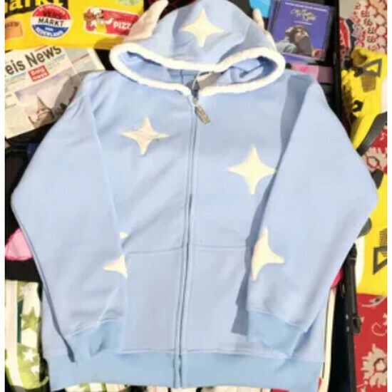 熱賣惡魔角星星連帽衛衣【藍色】【S-XL碼】(下單後請聯絡客服確認發貨尺碼)   