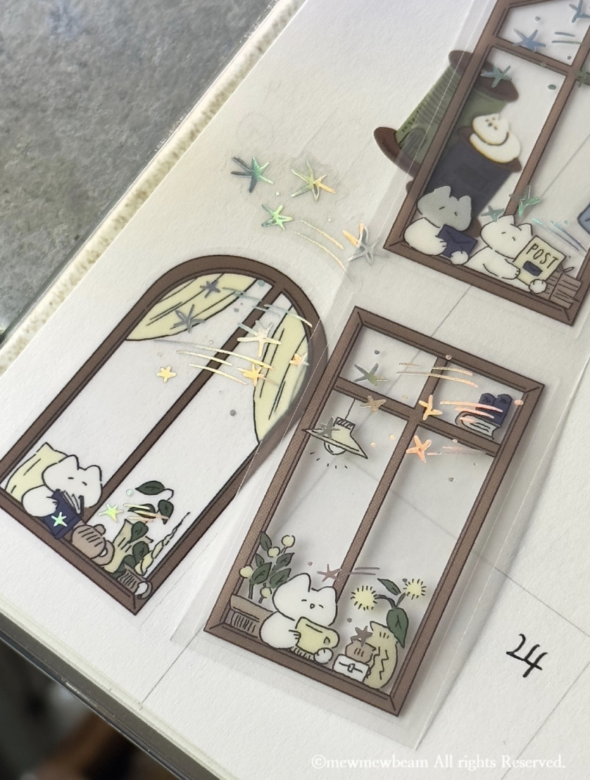 Mewmewbeam | 貓貓與窗戶 割型PET膠帶