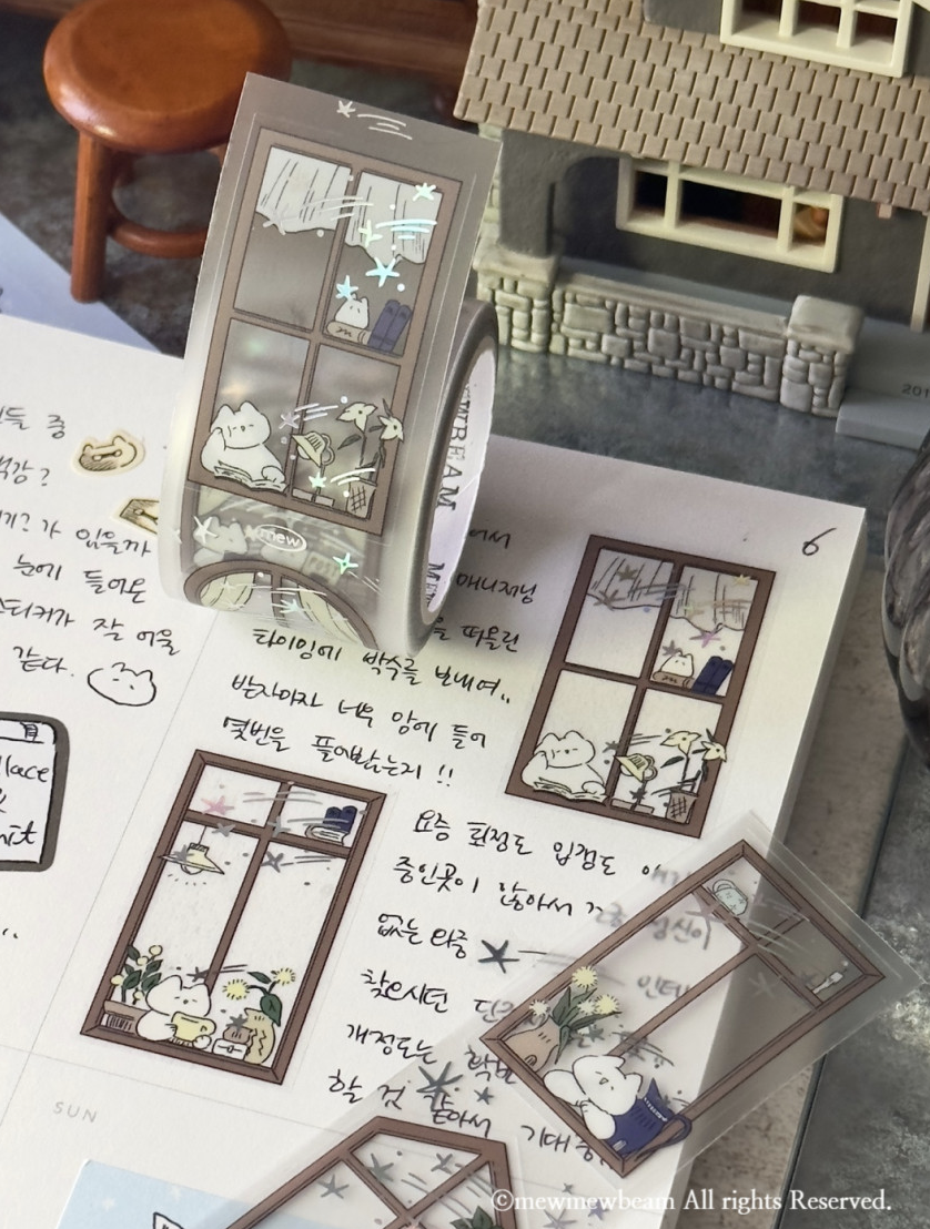 Mewmewbeam | 貓貓與窗戶 割型PET膠帶