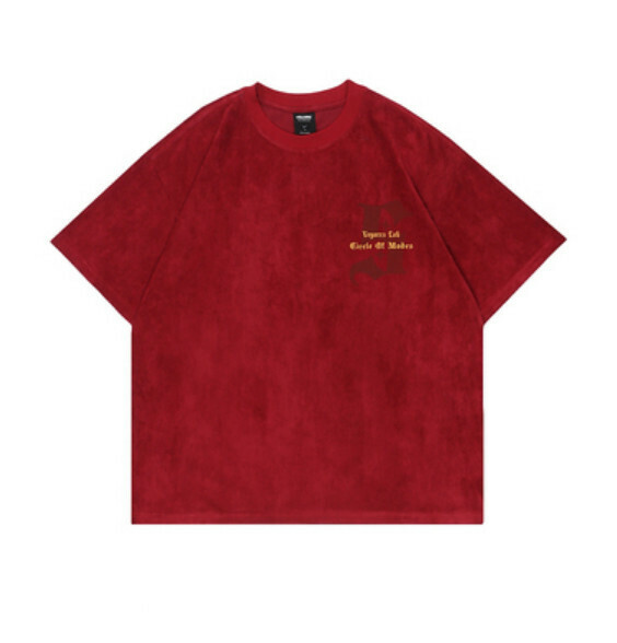 Vintage letter print short sleeve T (red) [M-2XL size] [Contact customer service to confirm the shipping size after placing an order]