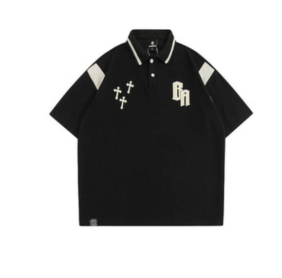 Color-blocked letter print short sleeve T (color: black, green, red) [M-XL size] [Contact customer service to confirm the shipping size after placing an order]