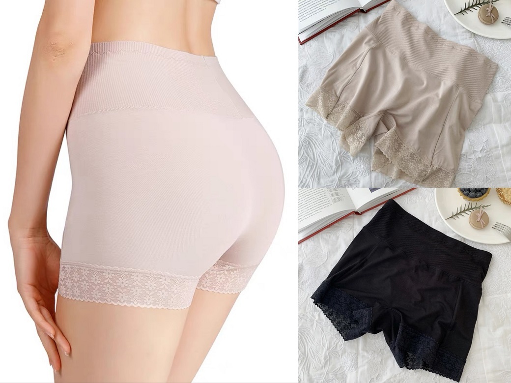 坑條下接蕾絲花安全褲