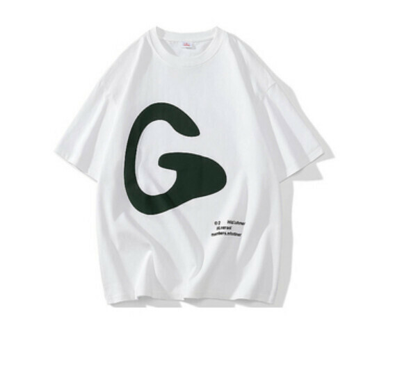 Loose printed short sleeve T (white) [S-3XL size] [Contact customer service to confirm the shipping size after placing an order]