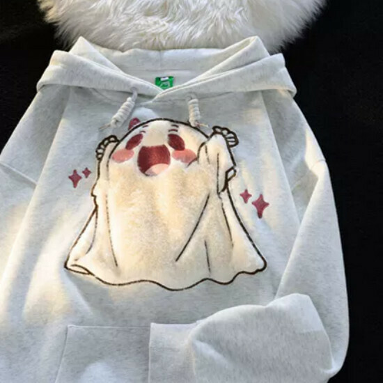 熱賣搞怪卡通刺繡連帽衛衣【淺灰】【S-XL碼】(下單後請聯絡客服確認發貨尺碼)
