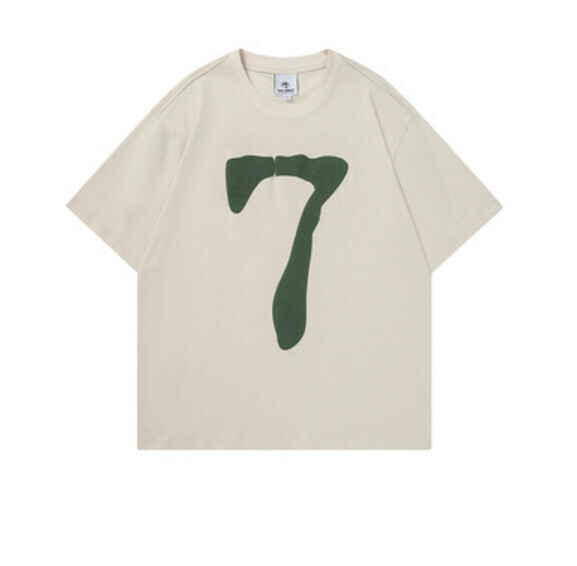 Digital printing short sleeve T (apricot) [S-2XL size] [Contact customer service to confirm the shipping size after placing an order]