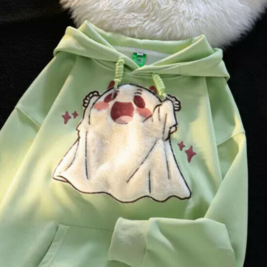 熱賣搞怪卡通刺繡連帽衛衣【綠色】【S-XL碼】(下單後請聯絡客服確認發貨尺碼)   