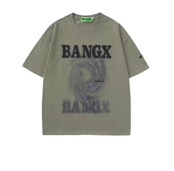 Letter print short sleeve T (gray-green) [M-XL size] [Contact customer service to confirm the shipping size after placing an order]
