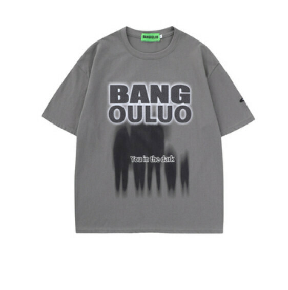 Alphabet graffiti print short sleeve T (gray) [S-XL size] [Contact customer service to confirm the shipping size after placing an order]