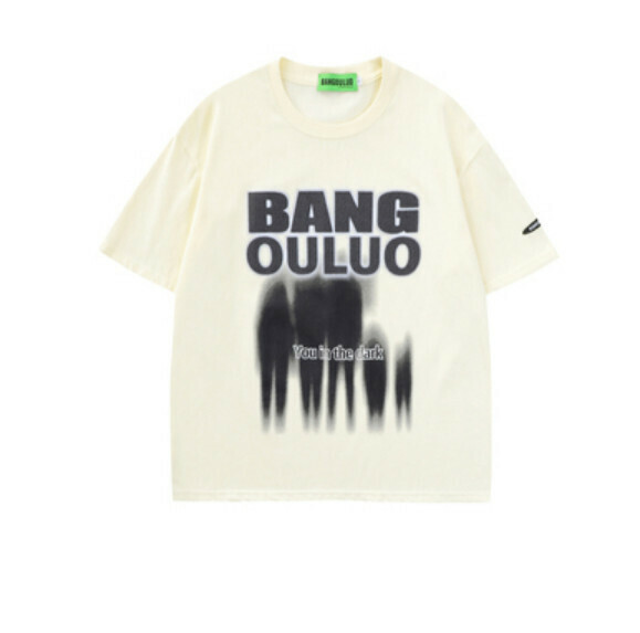 Alphabet graffiti print short sleeve T (apricot) [S-XL size] [Contact customer service to confirm the shipping size after placing an order]