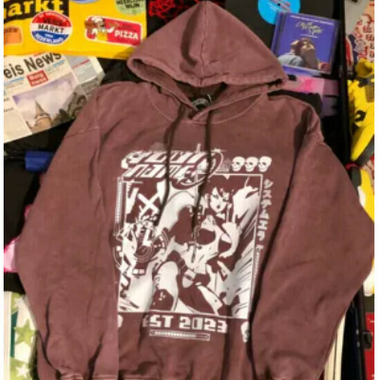 熱賣卡通洗水連帽衛衣【酒紅色】【S-XL碼】(下單後請聯絡客服確認發貨尺碼) 