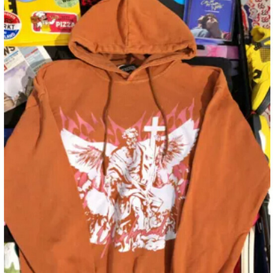 熱賣天使卡通洗水連帽衛衣【咖啡色】【S-XL碼】(下單後請聯絡客服確認發貨尺碼)