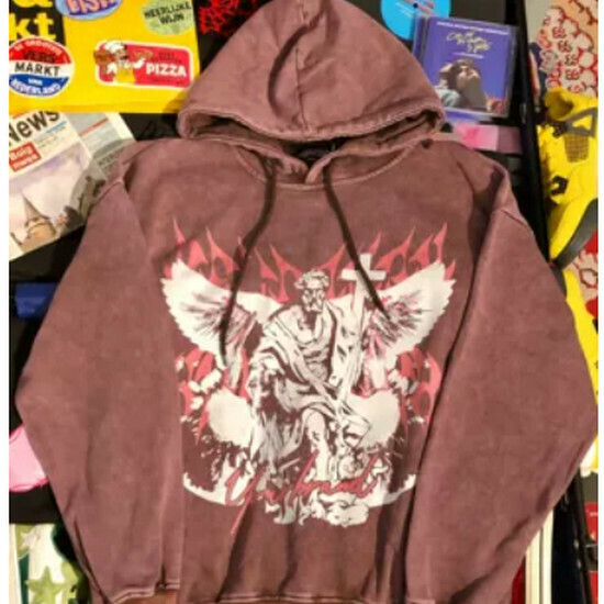 熱賣天使卡通洗水連帽衛衣【酒紅色】【S-XL碼】(下單後請聯絡客服確認發貨尺碼)