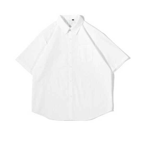 爆款簡約純色寬鬆短袖襯衫（白色）【M-XL碼】【下單後聯絡客服確認發貨尺碼】