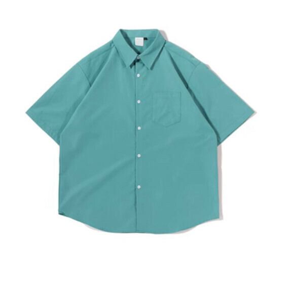 爆款簡約純色寬鬆短袖襯衫（綠色）【M-XL碼】【下單後聯絡客服確認發貨尺碼】