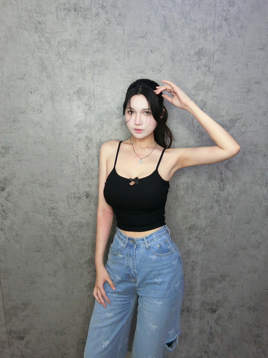 小蝴蝶結素色帶Bra背心