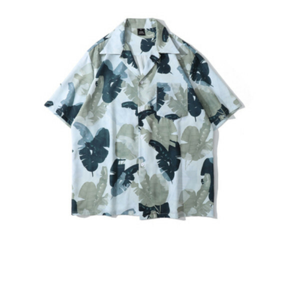 爆款夏季滿印短袖襯衫（淺綠色）【M-2XL碼】【下單後聯絡客服確認發貨尺碼】