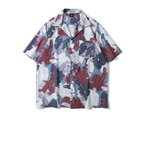 爆款夏季滿印短袖襯衫（灰色）【M-2XL碼】【下單後聯絡客服確認發貨尺碼】