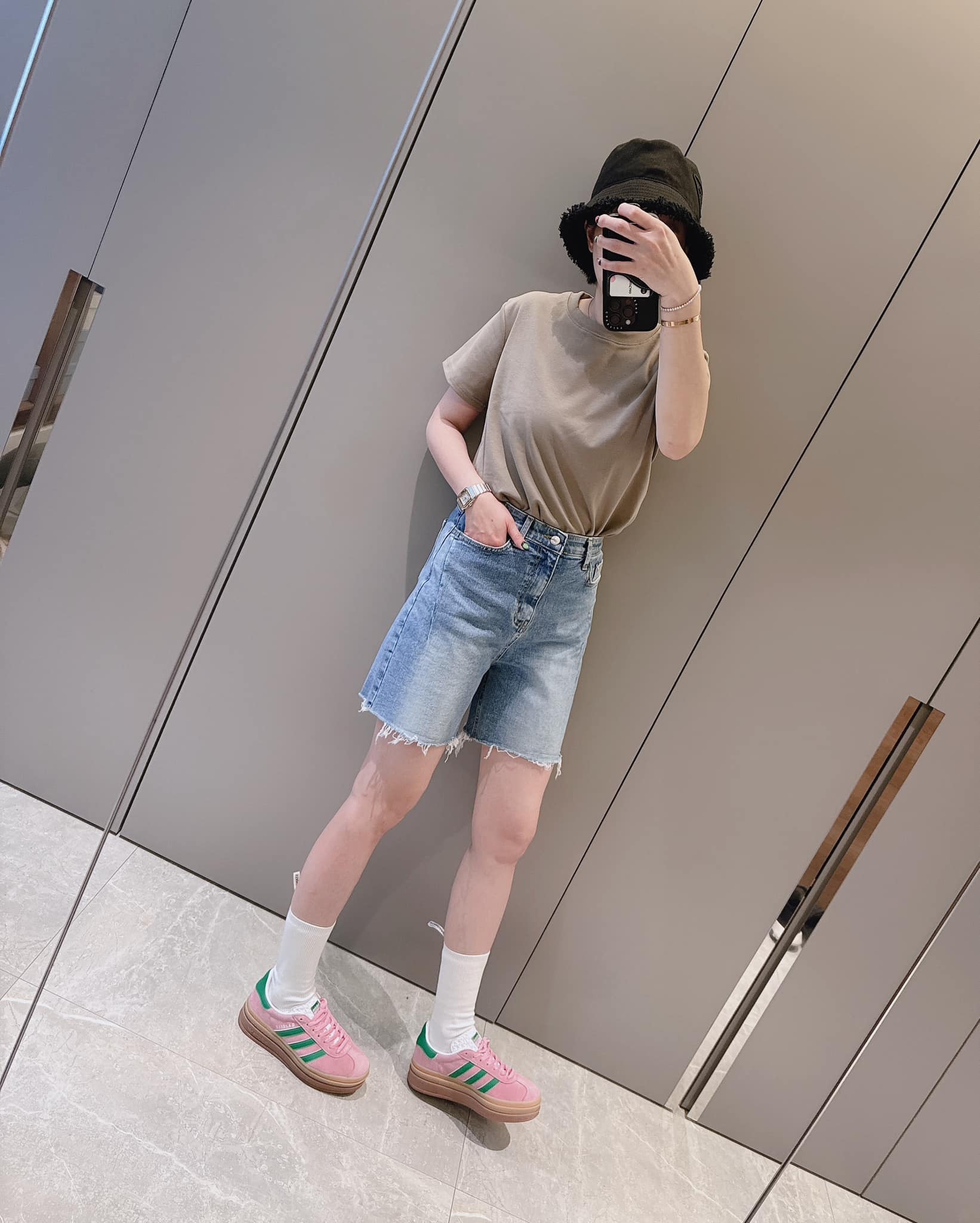 春夏新款/斜車線膝上褲 售現貨S #1319