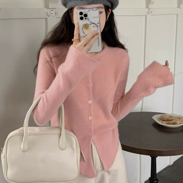 Hot selling knitted cardigan sweater (one size fits all) (girly pink)