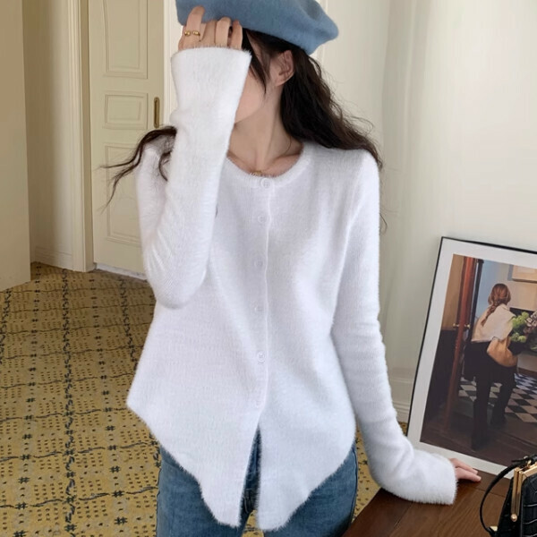 Hot selling knitted cardigan sweater (one size fits all) (glutinous rice white)