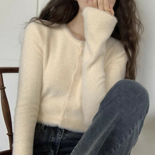 Hot selling knitted cardigan sweater (one size fits all) (milk cover apricot)