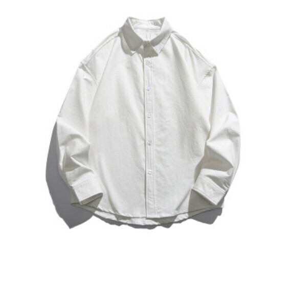 Retro Simple Solid Color Long Sleeve Shirt (White) [S-2XL Size] [Contact Customer Service to Confirm Shipping Size after Placing an Order]