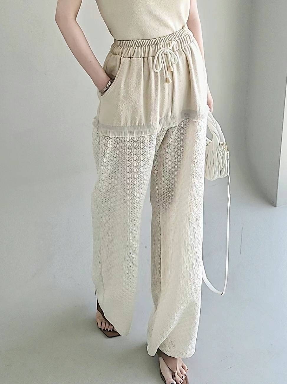 QQ01 拼接鬆緊腰休閒褲