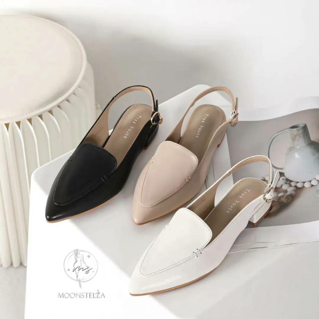 韓版氣質尖頭低跟涼鞋