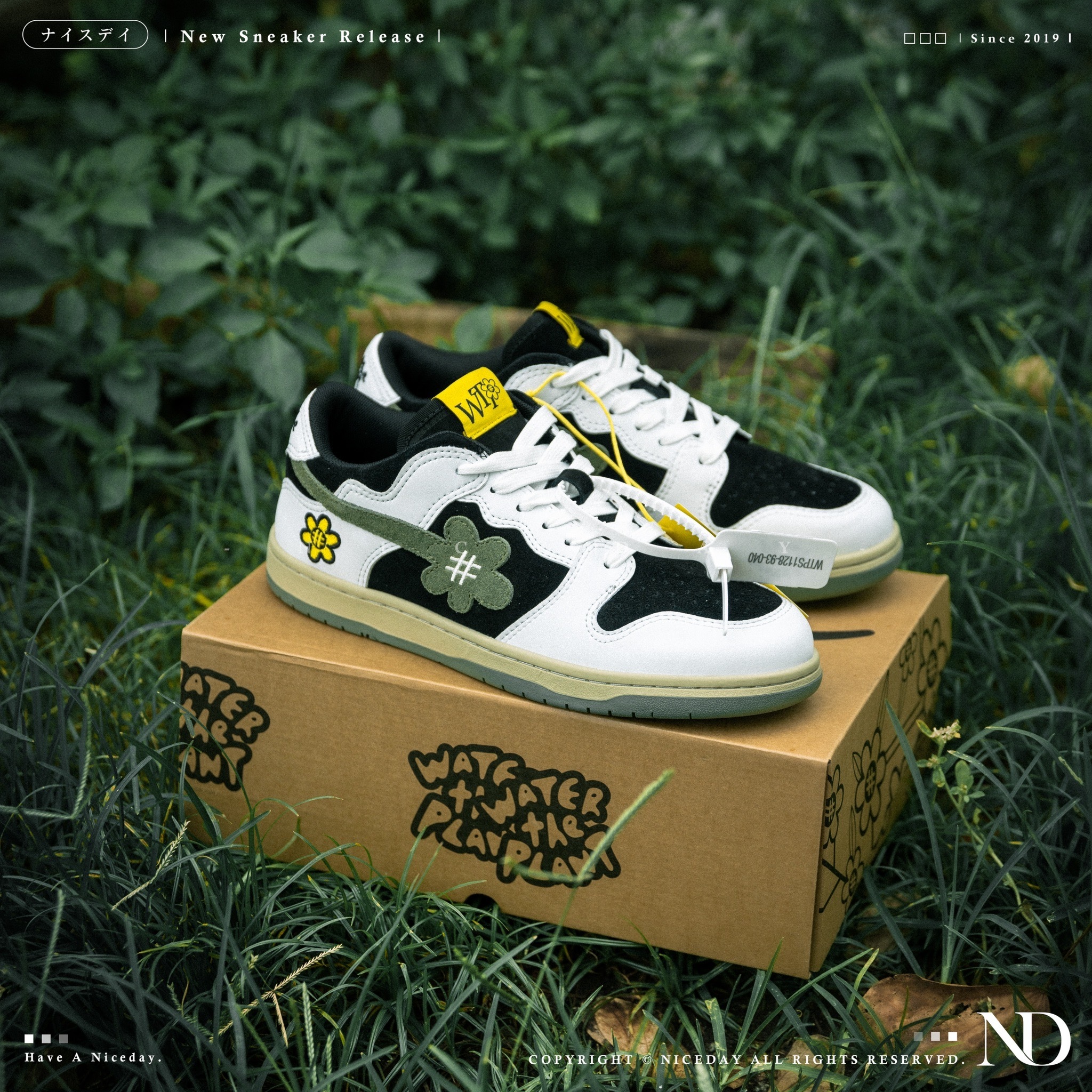 NICEDAY 部分現貨/代購 water the plant WTP 日本 Olive  小花 橄欖綠 奶油底 花花 小倒勾