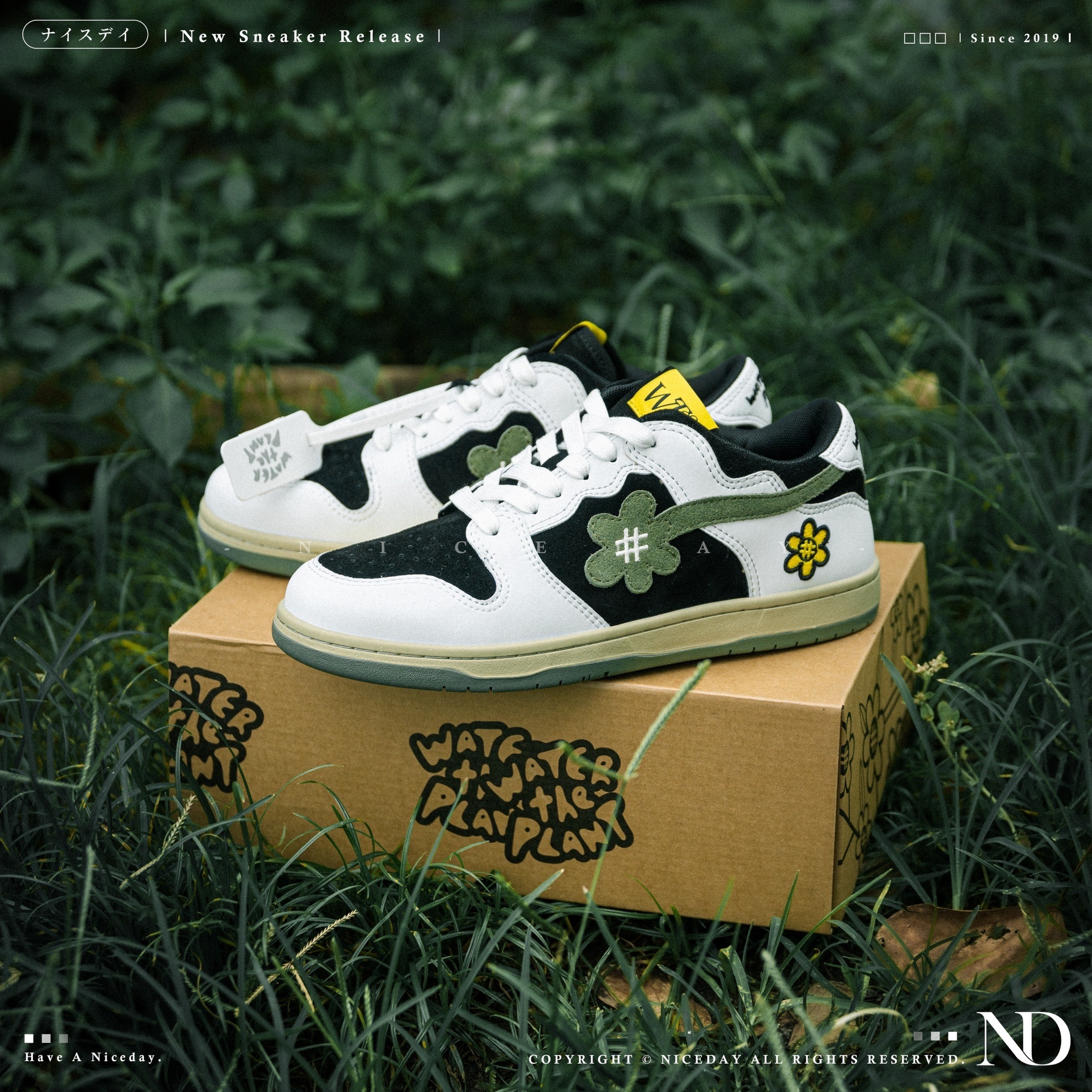 NICEDAY 部分現貨/代購 water the plant WTP 日本 Olive  小花 橄欖綠 奶油底 花花 小倒勾