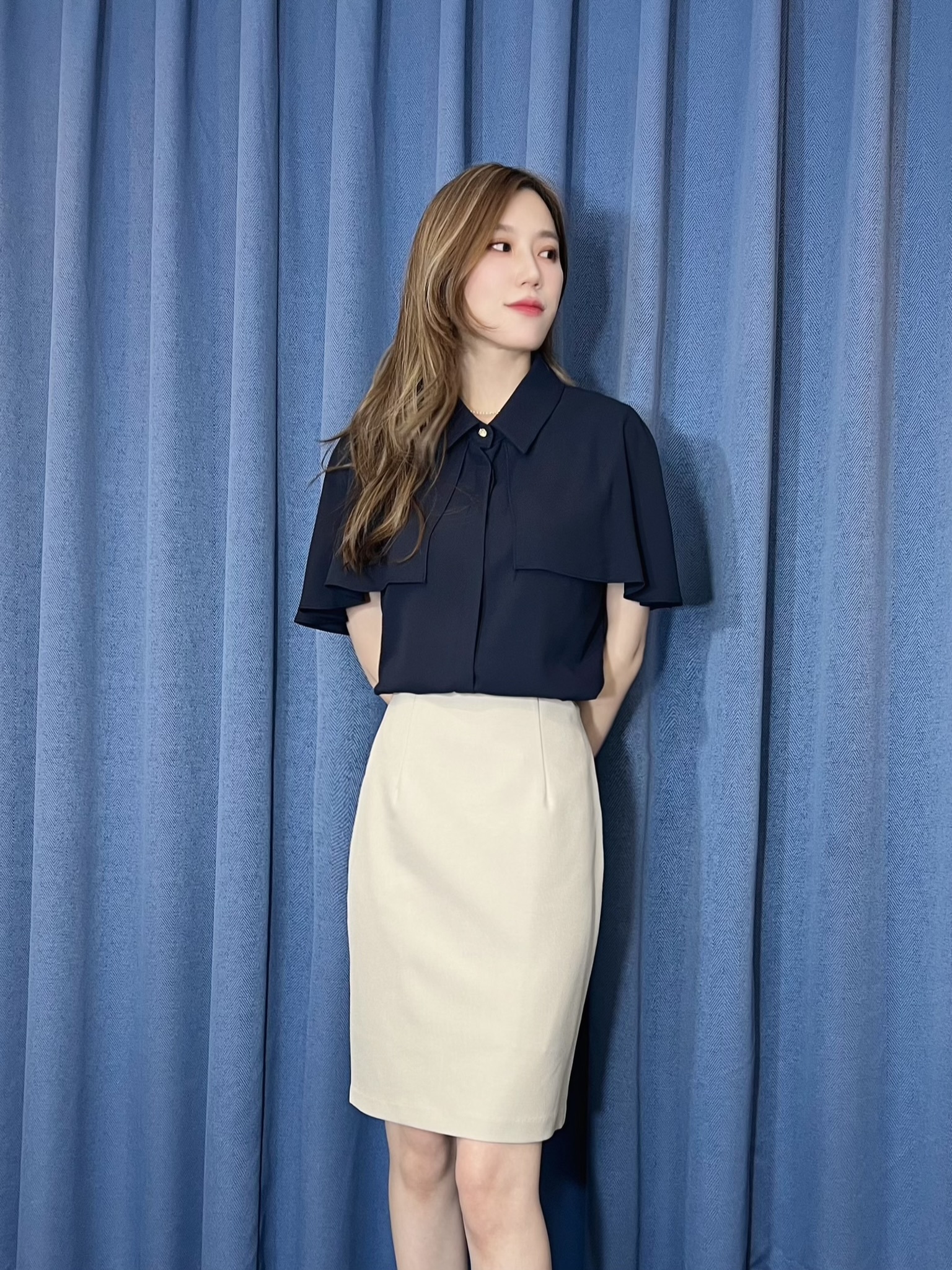 裁片短袖翻領襯衫