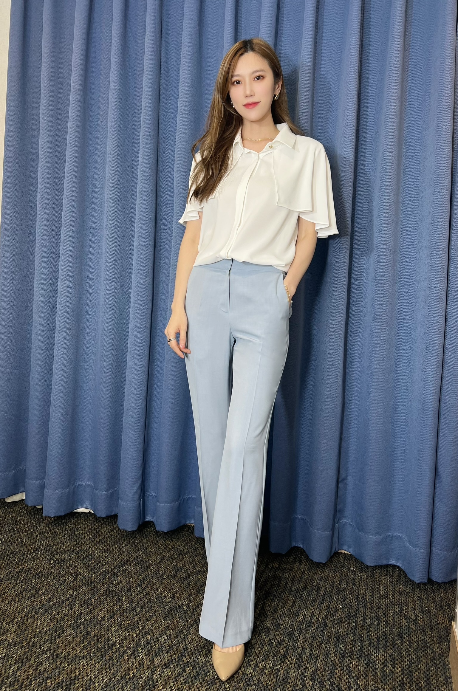 裁片短袖翻領襯衫