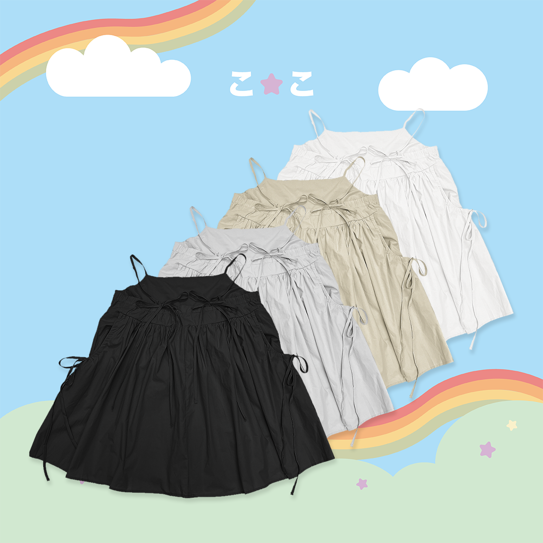 こ♡こ 氣質側綁帶細肩短洋裝