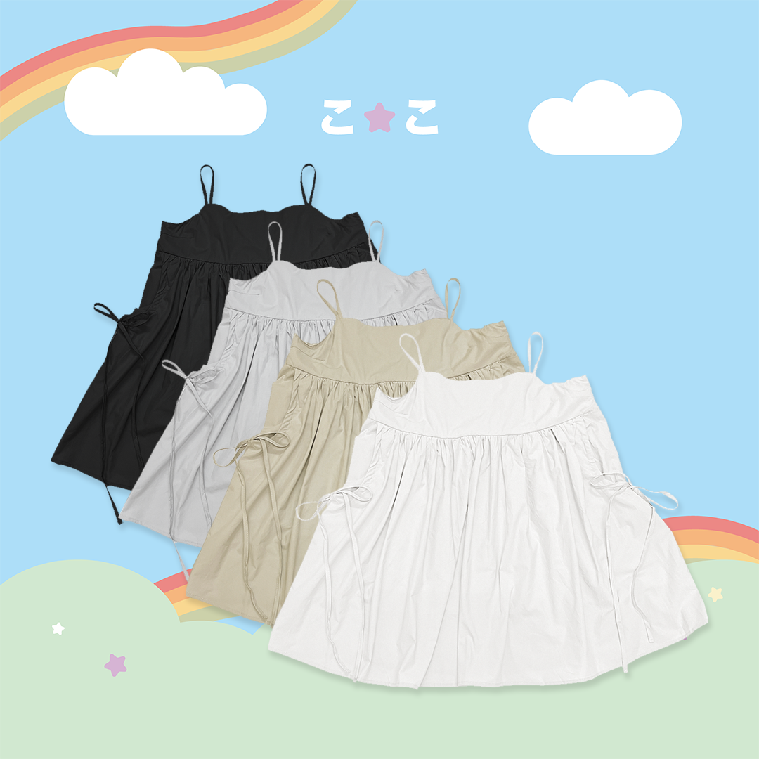 こ♡こ 氣質側綁帶細肩短洋裝