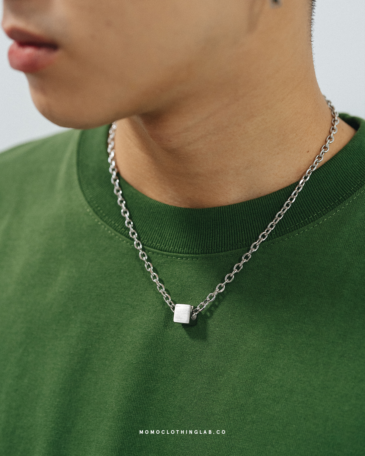 #現貨 (ACCN112) 正韓鋼項鍊 拉絲方塊粗鍊