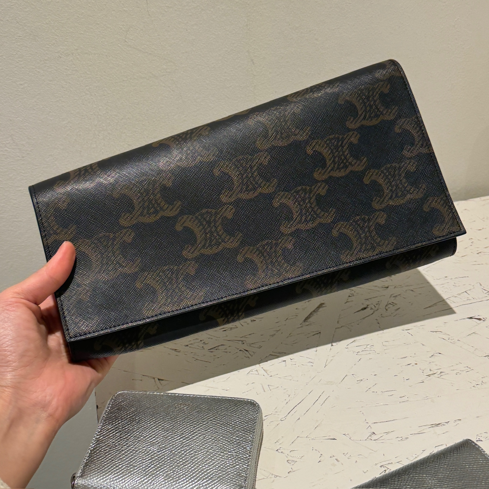 Celine Asymetric Clutch XL Triomphe Tan